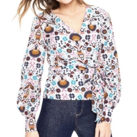 Boden Rasamund Cotten Floral Print Wrap Top US 8 - Picture 2 of 11